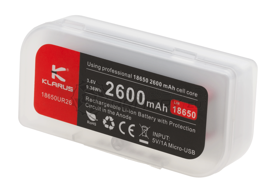 18650 Battery 3.7V 2600mAh Micro-USB (Klarus)