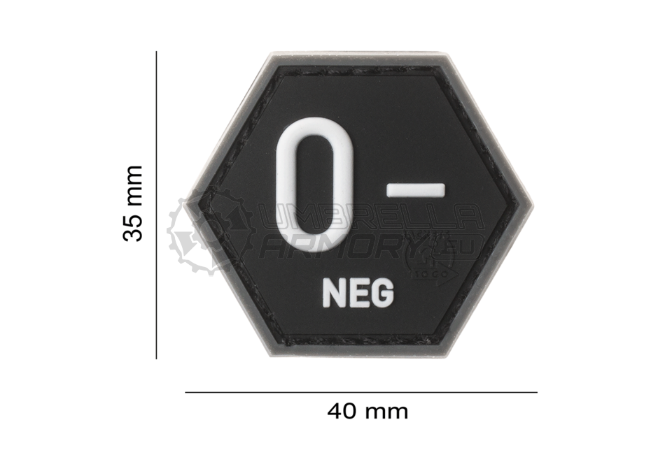 Bloodgroup Hexagon Rubber Patch 0 Neg (JTG)