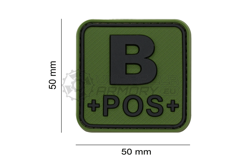Bloodtype Square Rubber Patch B Pos (JTG)
