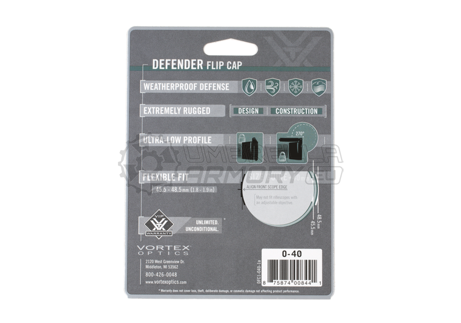 Defender Flip-Cap Objective 45.5mm - 48.5mm (Vortex Optics)