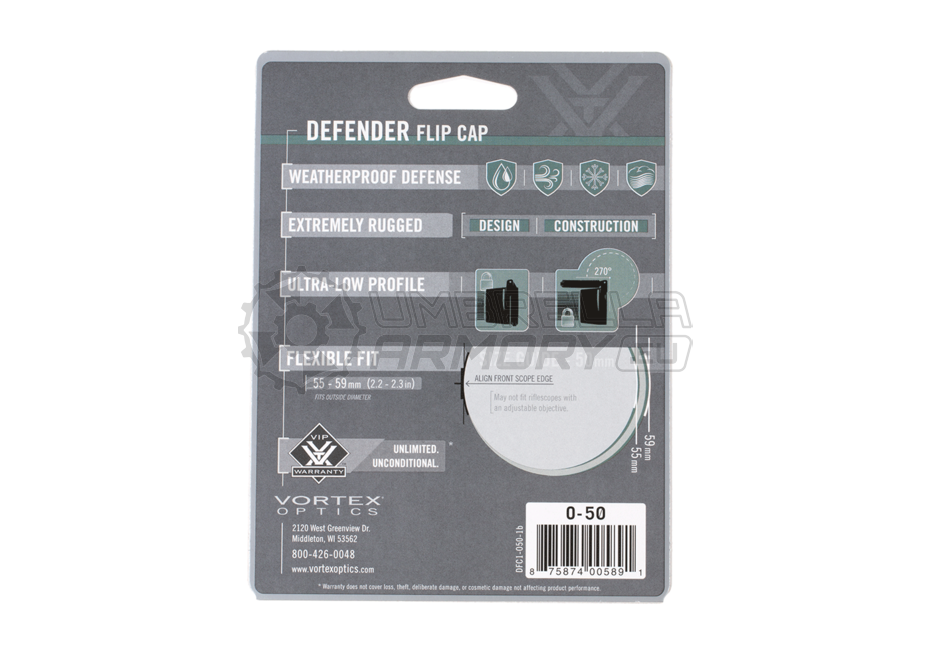 Defender Flip-Cap Objective 55mm - 59mm (Vortex Optics)