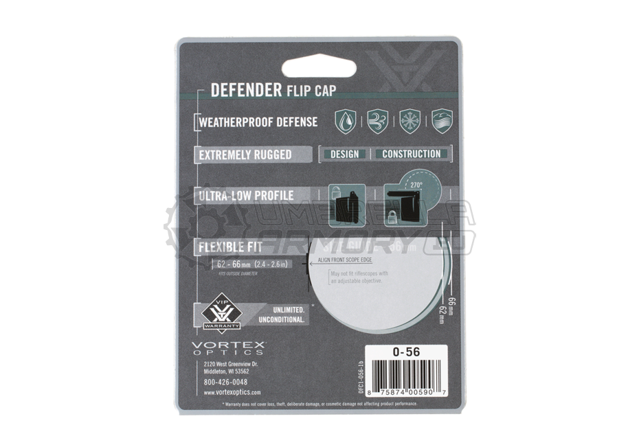 Defender Flip-Cap Objective 62mm - 66mm (Vortex Optics)